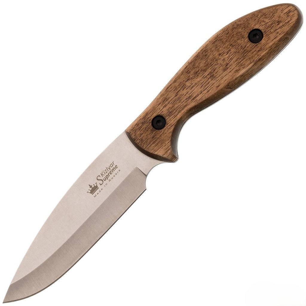 Нож Kizlyar Supreme Fortuna AUS-8 SW WH LS (StoneWash, Walnut Handle, Leather Sheath)