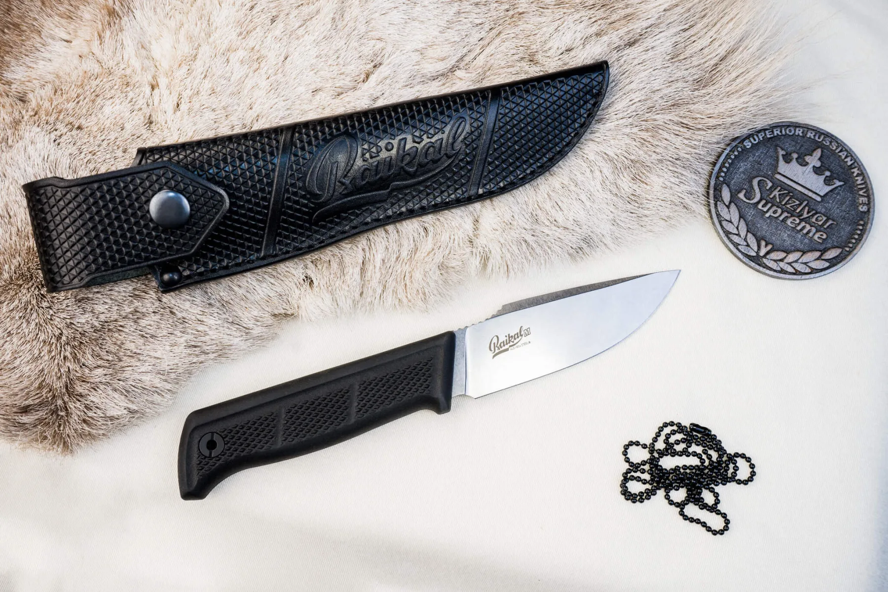 Туристический нож Kizlyar Supreme Baikal M сталь AUS-10Co Cryo Stonewash, рукоять Black Kraton
