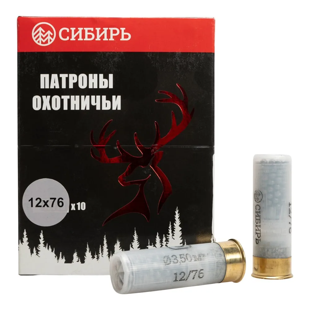 Патрон СИБИРЬ МАГНУМ PREMIUM 12/76 охотничий дробовой 46г №3 (пачка 10 шт) (в коробке 200шт)