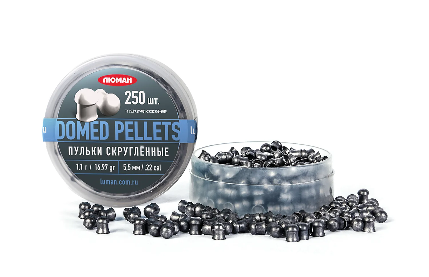 Пули "Люман" Domed pellets 1,1г., 5,5 мм ( 250 шт.)
